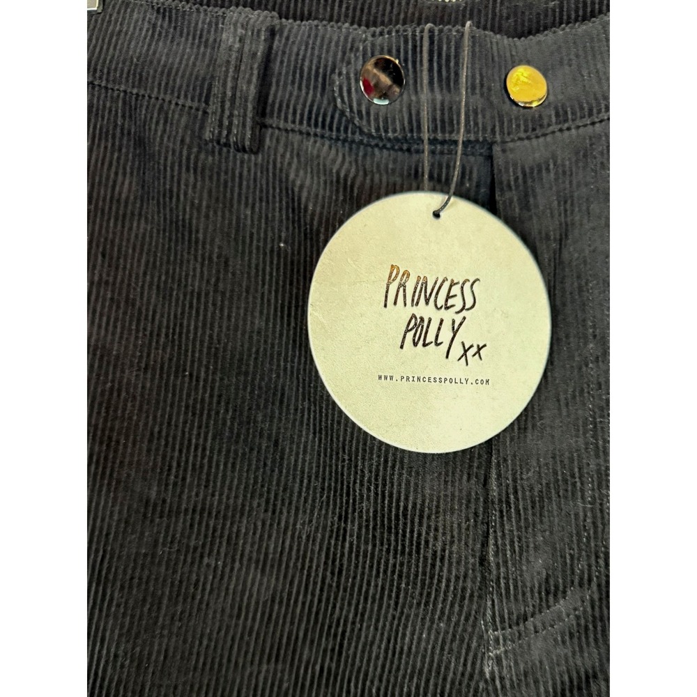 Princess Polly Uptown Cord Pants Black Wide Leg Corduroy NWT US 8 AU 12 - Picture 9 of 12